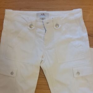 Armani Exchange Elegant White Buttoned And Zipper Accents Denim